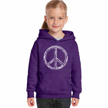Load image into Gallery viewer, THE WORD PEACE IN 77 LANGUAGES - Girl&#39;s Word Art Hooded Sweatshirt