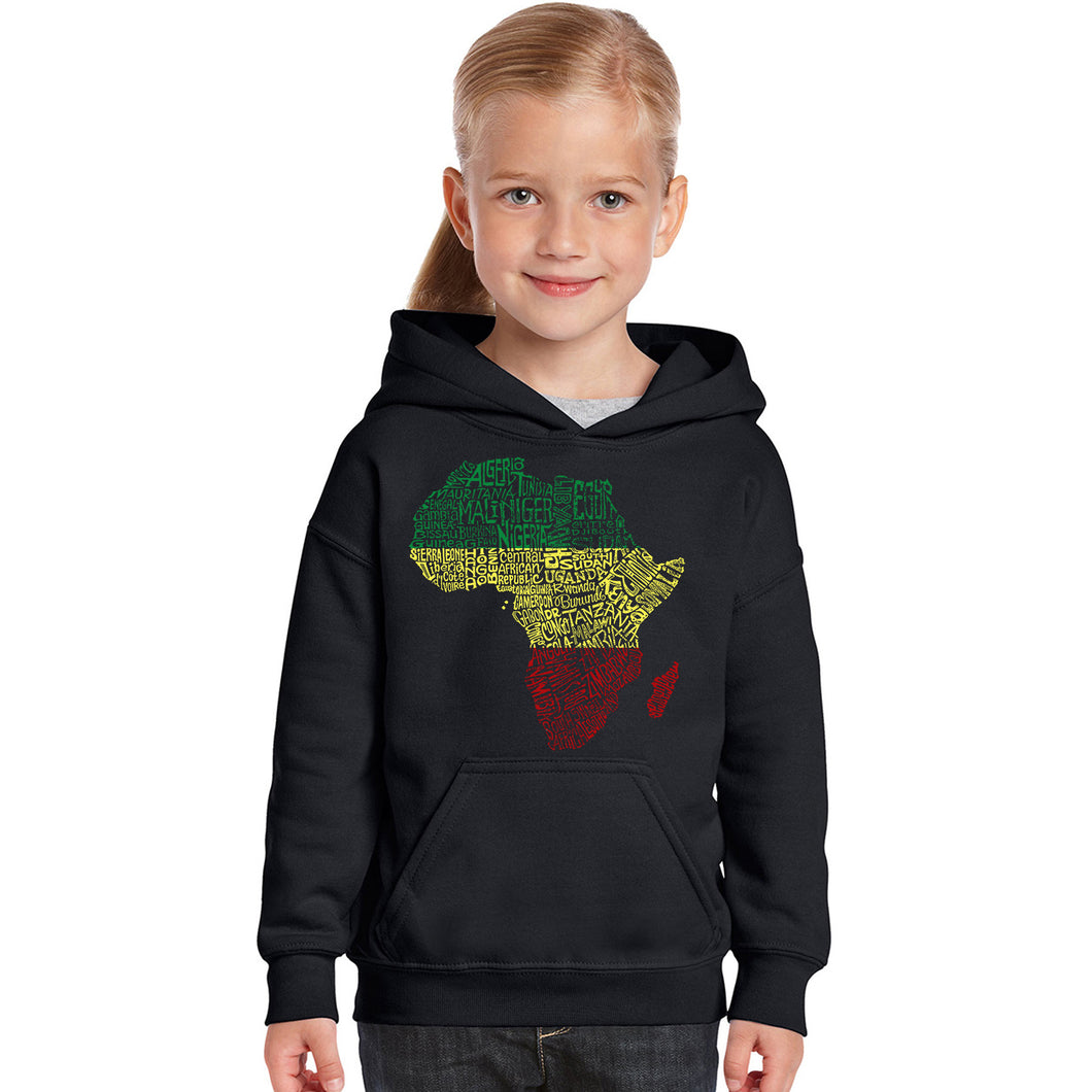 Countries in Africa - Girl's Word Art Hooded Sweatshirt