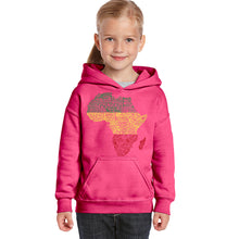 Load image into Gallery viewer, Countries in Africa - Girl&#39;s Word Art Hooded Sweatshirt