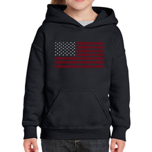 Load image into Gallery viewer, USA Flag  - Girl&#39;s Word Art Hooded Sweatshirt