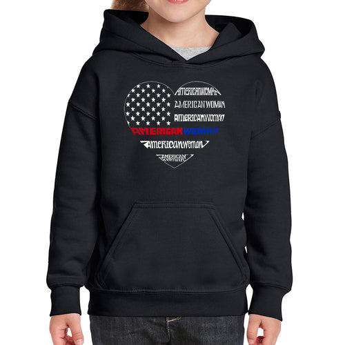 American Woman  - Girl's Word Art Hooded Sweatshirt