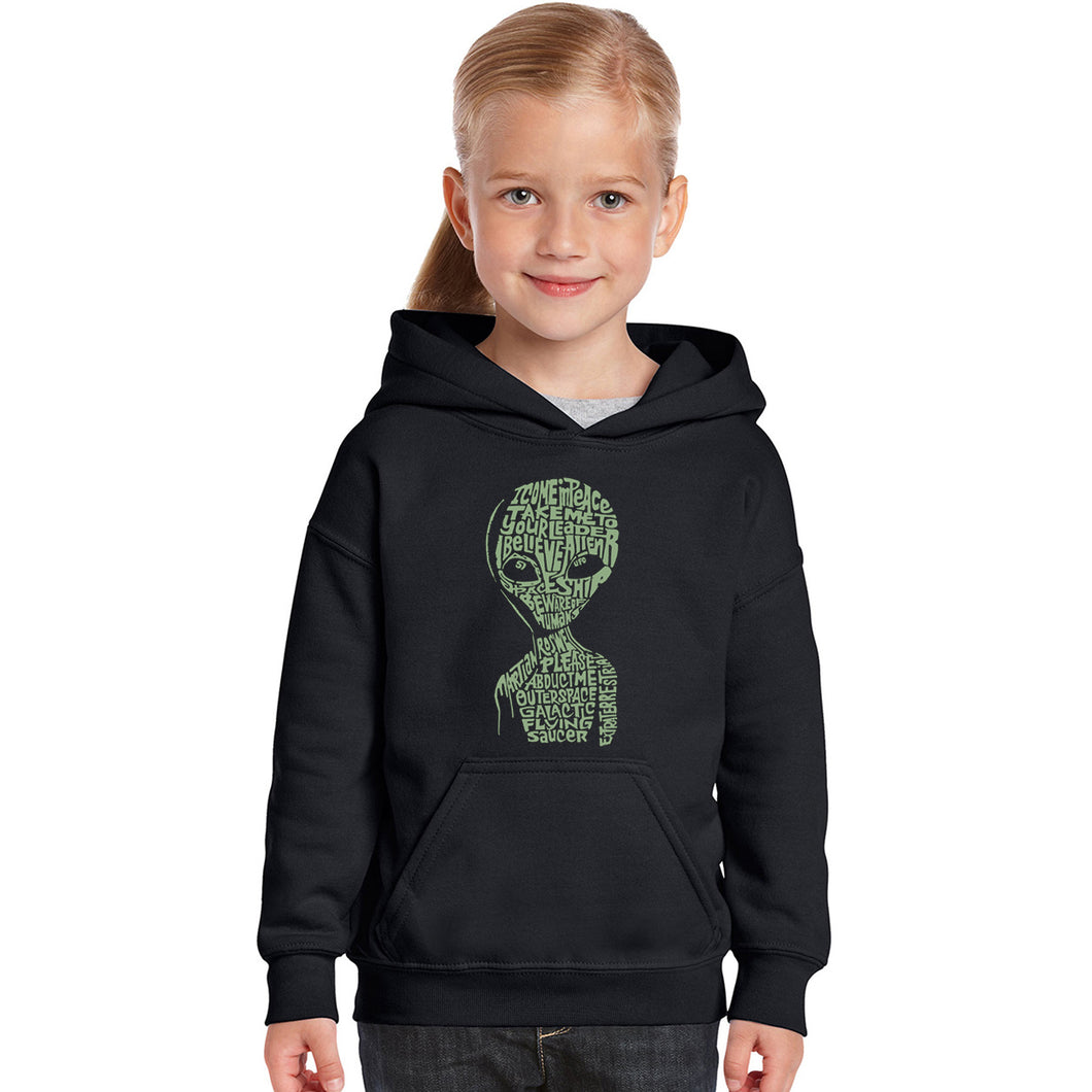 Alien - Girl's Word Art Hooded Sweatshirt