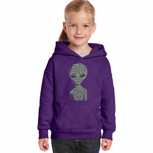 Alien - Girl's Word Art Hooded Sweatshirt