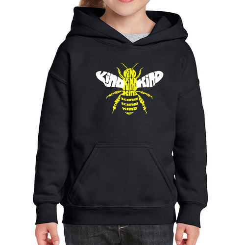 Bee Kind  - Girl's Word Art Hooded Sweatshirt