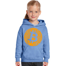 Load image into Gallery viewer, Bitcoin  - Girl&#39;s Word Art Hooded Sweatshirt