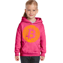 Load image into Gallery viewer, Bitcoin  - Girl&#39;s Word Art Hooded Sweatshirt