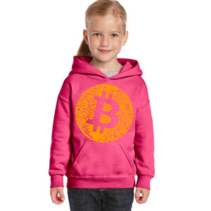 Bitcoin  - Girl's Word Art Hooded Sweatshirt