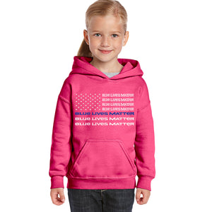 Blue Lives Matter - Girl's Word Art Hooded Sweatshirt