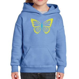 Butterfly  - Girl's Word Art Hooded Sweatshirt