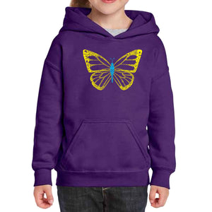 Butterfly  - Girl's Word Art Hooded Sweatshirt