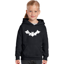 Load image into Gallery viewer, BAT BITE ME - Girl&#39;s Word Art Hooded Sweatshirt