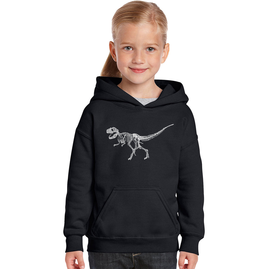 Dinosaur TRex Skeleton - Girl's Word Art Hooded Sweatshirt