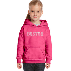 BOSTON NEIGHBORHOODS - Girl's Word Art Hooded Sweatshirt