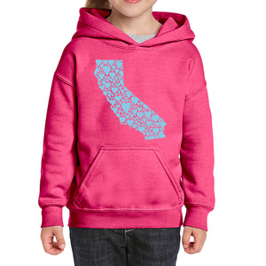 California Hearts  - Girl's Word Art Hooded Sweatshirt