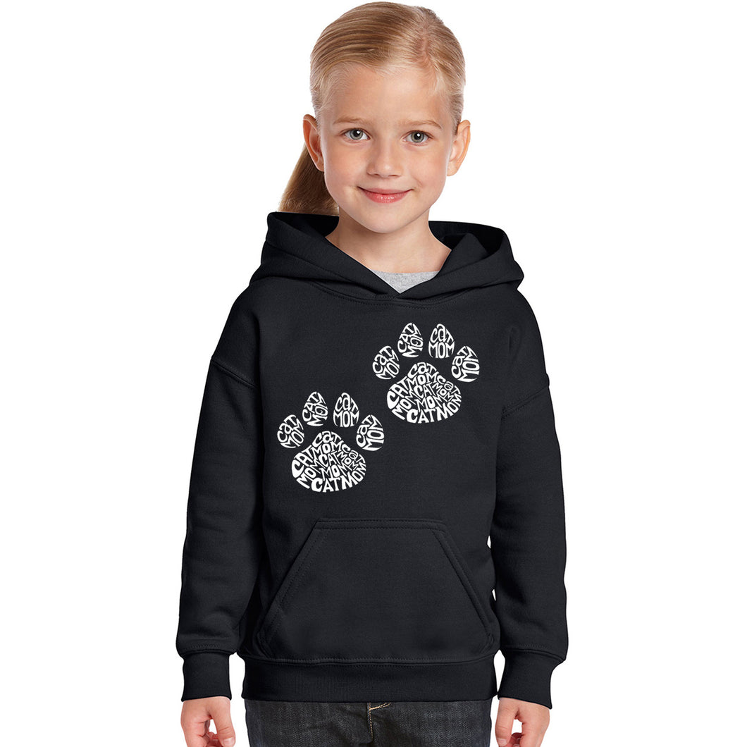 Cat Mom - Girl's Word Art Hooded Sweatshirt