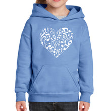 Load image into Gallery viewer, Heart Notes  - Girl&#39;s Word Art Hooded Sweatshirt