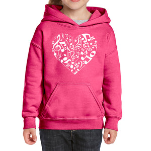 Heart Notes  - Girl's Word Art Hooded Sweatshirt