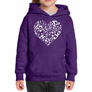 Heart Notes  - Girl's Word Art Hooded Sweatshirt