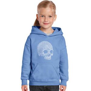 Dead Inside Skull - Girl's Word Art Hooded Sweatshirt