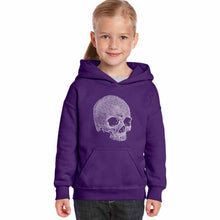 Load image into Gallery viewer, Dead Inside Skull - Girl&#39;s Word Art Hooded Sweatshirt