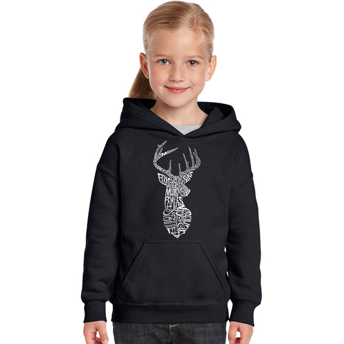 Types of Deer - Girl's Word Art Hooded Sweatshirt