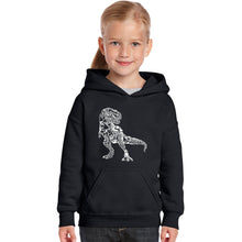 Load image into Gallery viewer, Dino Pics - Girl&#39;s Word Art Hooded Sweatshirt