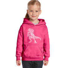 Load image into Gallery viewer, Dino Pics - Girl&#39;s Word Art Hooded Sweatshirt
