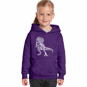 Dino Pics - Girl's Word Art Hooded Sweatshirt