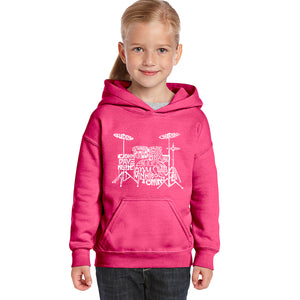 Drums - Girl's Word Art Hooded Sweatshirt