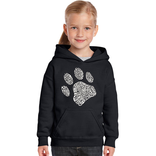 Dog Paw - Girl's Word Art Hooded Sweatshirt