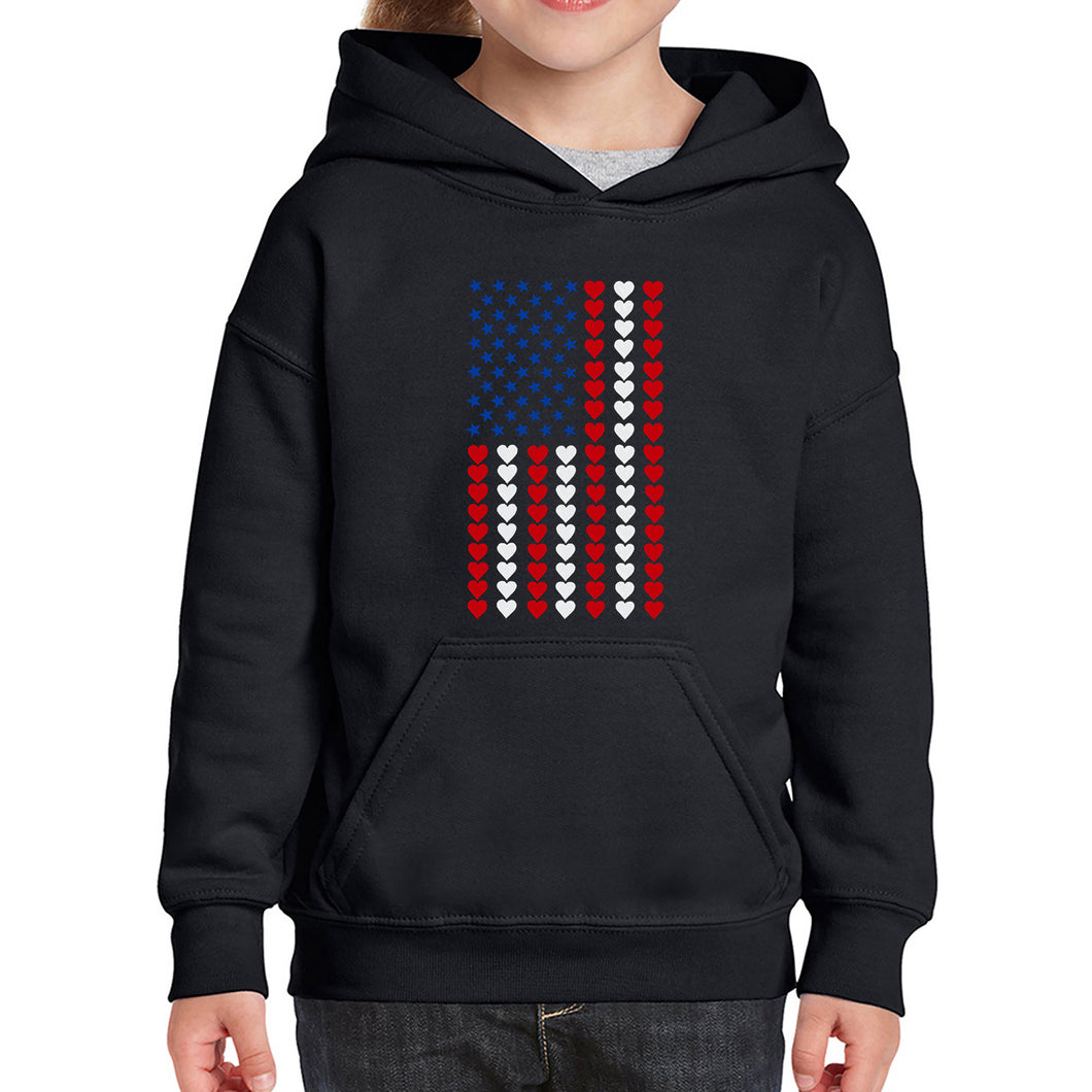 Heart Flag - Girl's Word Art Hooded Sweatshirt