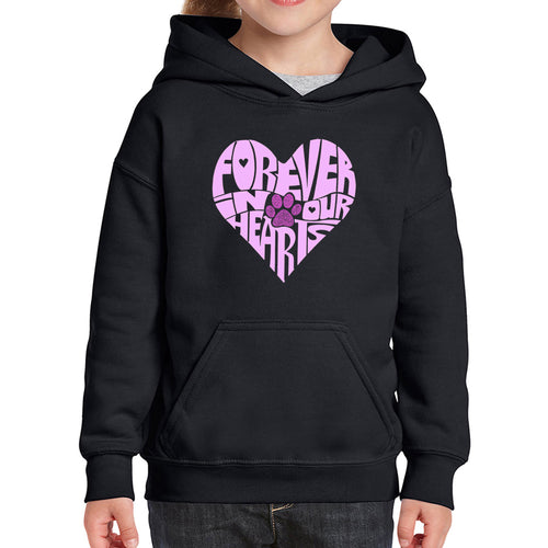 Forever In Our Hearts - Girl's Word Art Hooded Sweatshirt