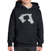 Load image into Gallery viewer, Girl Horse - Girl&#39;s Word Art Hooded Sweatshirt