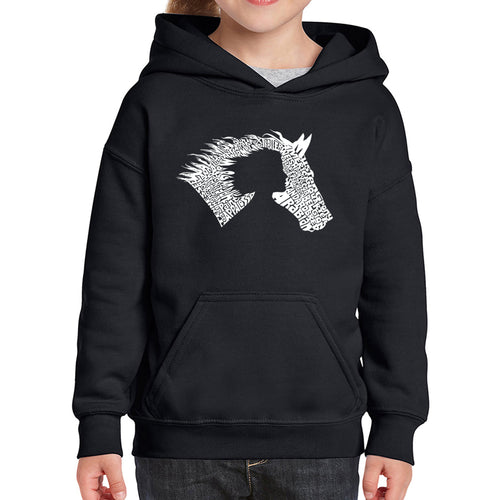 Girl Horse - Girl's Word Art Hooded Sweatshirt
