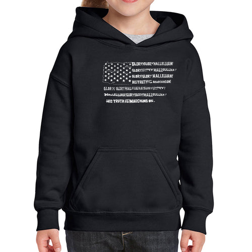 Glory Hallelujah Flag  - Girl's Word Art Hooded Sweatshirt