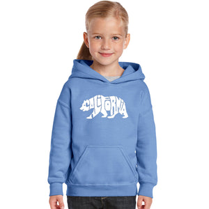 California Bear - Girl's Word Art Hooded Sweatshirt