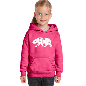 California Bear - Girl's Word Art Hooded Sweatshirt