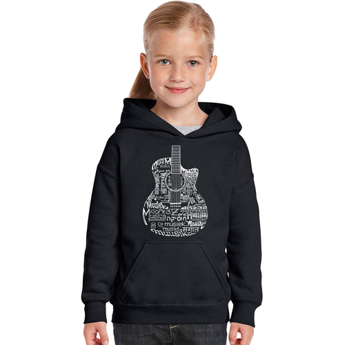 Languages Guitar - Girl's Word Art Hooded Sweatshirt