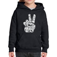 Load image into Gallery viewer, Peace Out  - Girl&#39;s Word Art Hooded Sweatshirt