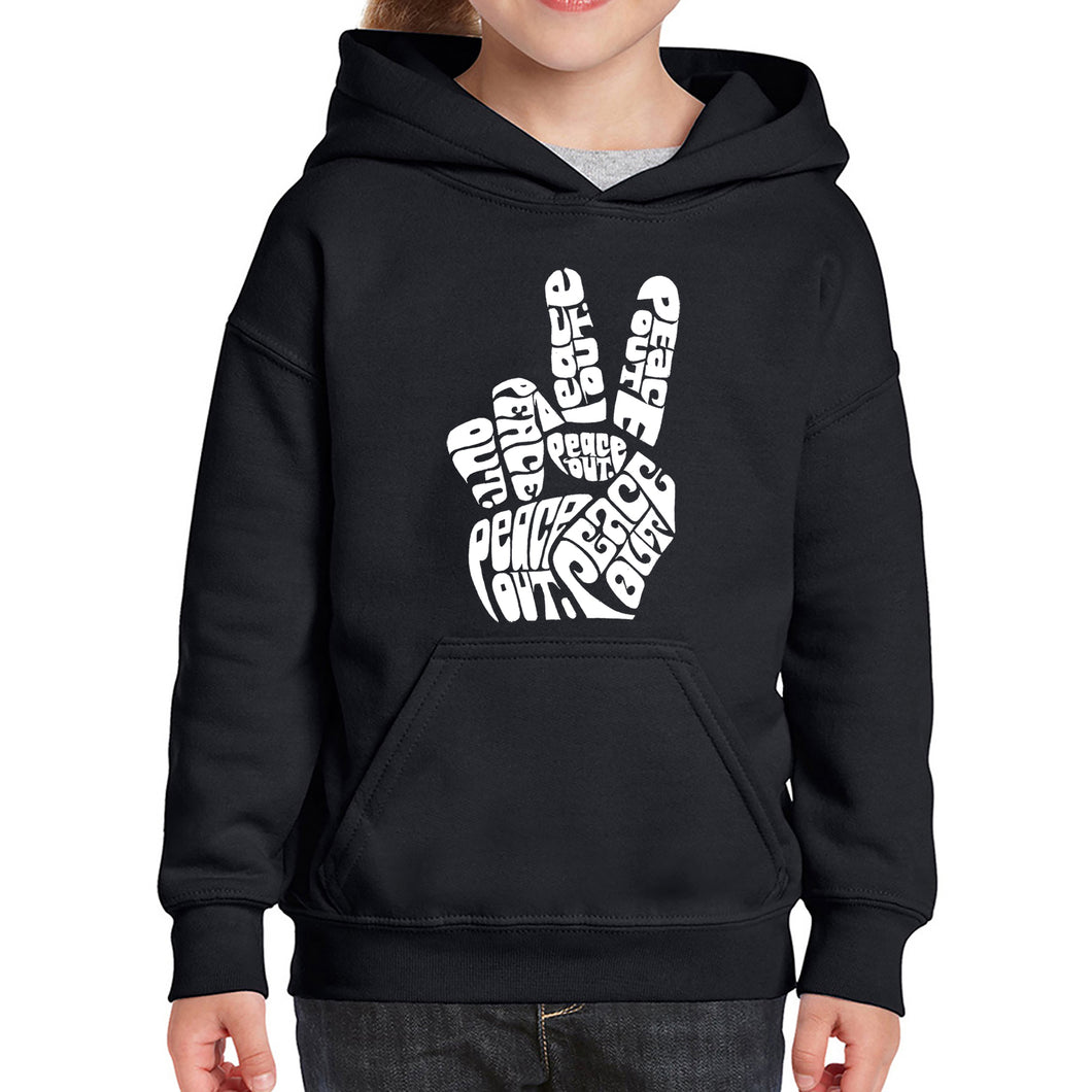 Peace Out  - Girl's Word Art Hooded Sweatshirt