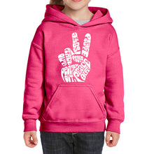 Load image into Gallery viewer, Peace Out  - Girl&#39;s Word Art Hooded Sweatshirt