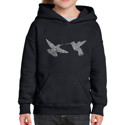 Hummingbirds - Girl's Word Art Hooded Sweatshirt