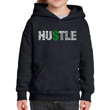 Load image into Gallery viewer, Hustle  - Girl&#39;s Word Art Hooded Sweatshirt