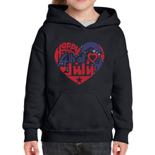 Load image into Gallery viewer, Girl&#39;s Word Art Hooded Sweatshirt - July 4th Heart