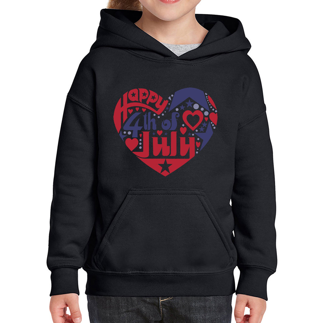 Girl's Word Art Hooded Sweatshirt - July 4th Heart