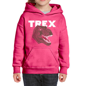T-Rex Head  - Girl's Word Art Hooded Sweatshirt