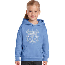 Load image into Gallery viewer, Get Your Kicks on Route 66 - Girl&#39;s Word Art Hooded Sweatshirt