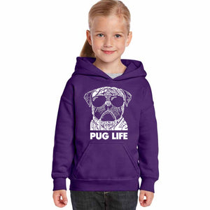 Pug Life - Girl's Word Art Hooded Sweatshirt