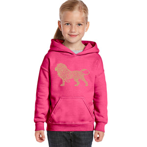 Lion - Girl's Word Art Hooded Sweatshirt