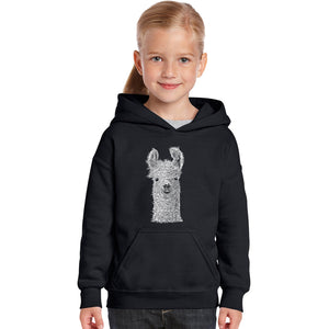 Llama - Girl's Word Art Hooded Sweatshirt